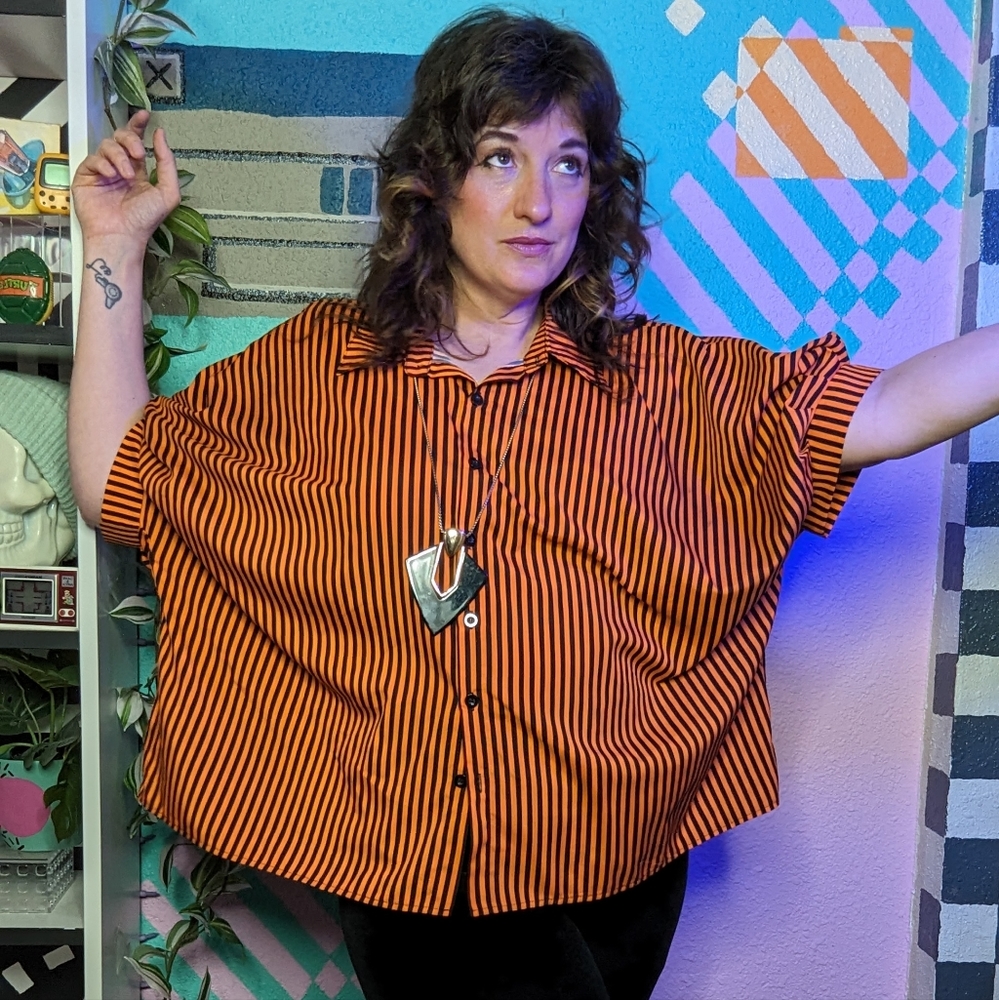 Balloon Blouse Halloween Striped Tim Burton